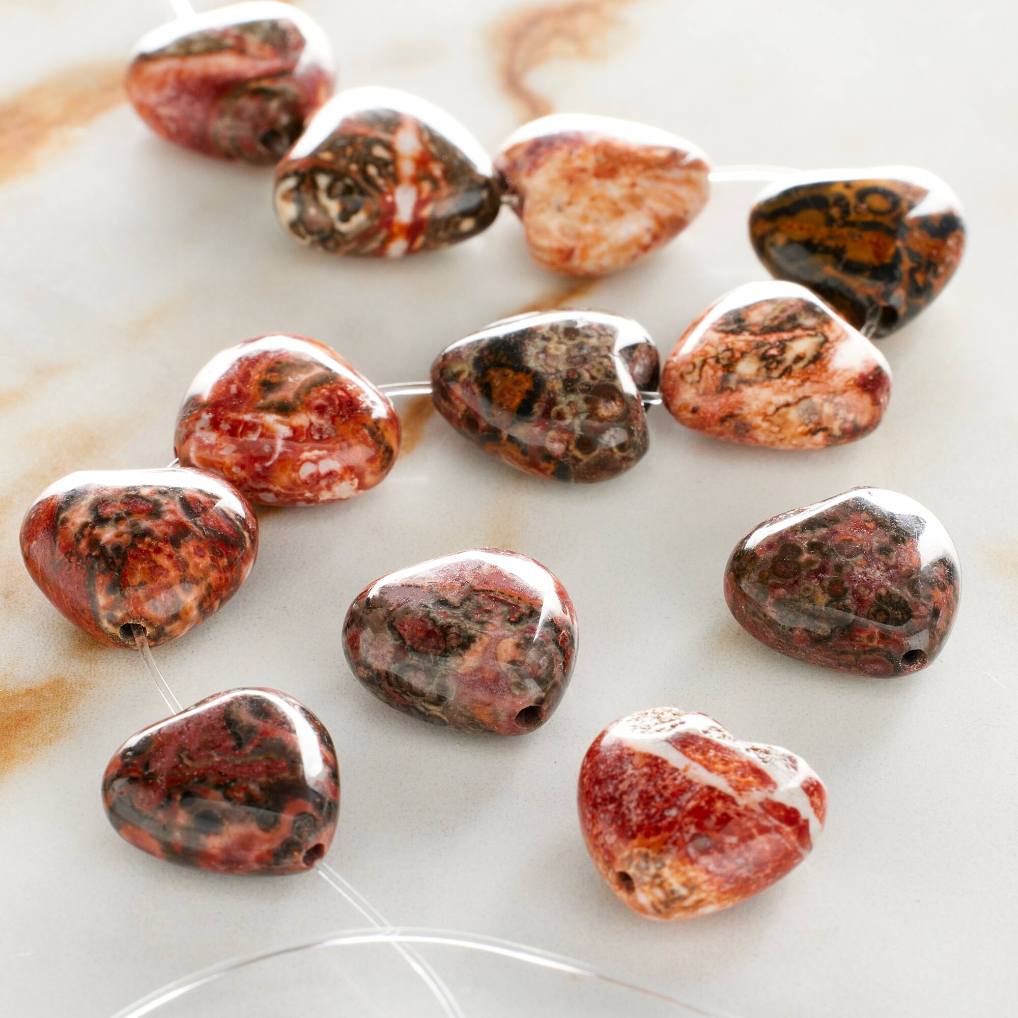 Leopard Jasper Heart Beads by Bead Landing™, 12mm